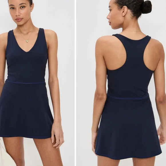 REFORMATION ECOMOVE BELLA ACTIVE BLACK TENNIS-CORE DRESS/SKORT‎ V-NECK EUC